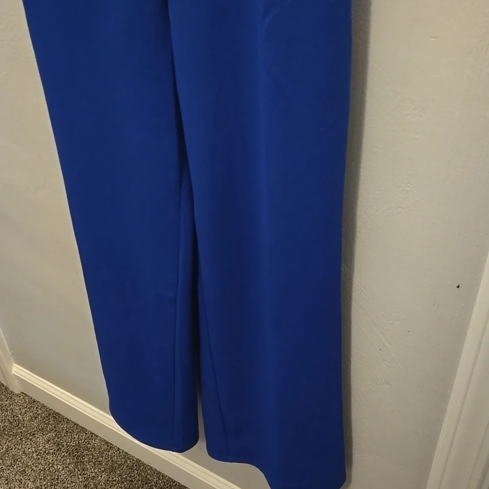 ROYAL BLUE SLEEVELESS LONG PANTS ROMPER WITH POCKETS - Picture 4 of 7